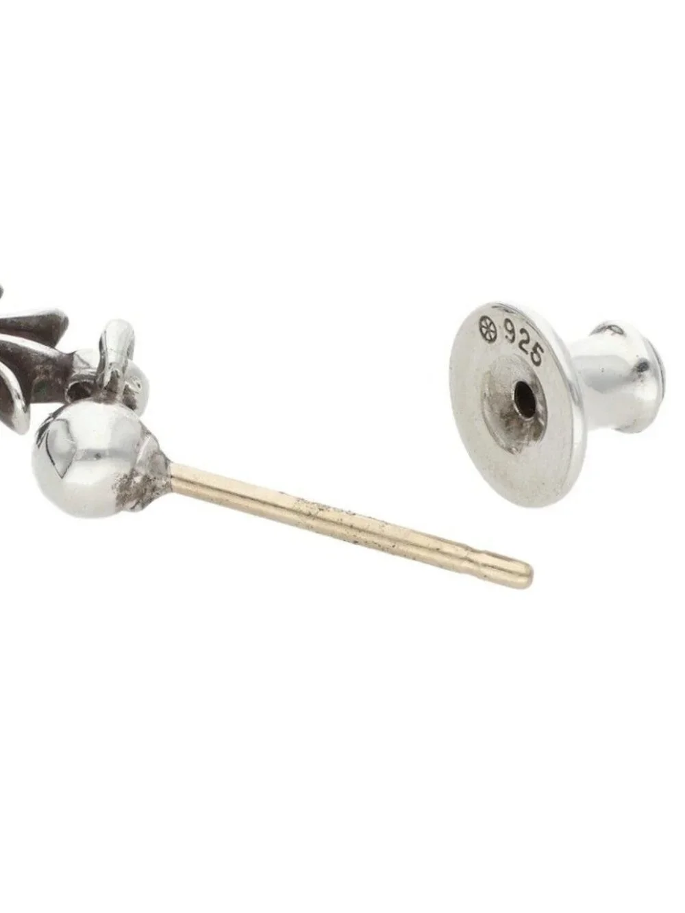 Chrome Hearts Tny CH Pls Dia Tiny Ech Plus Drop Silver Earrings